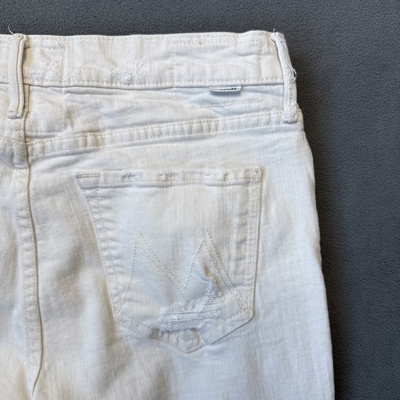 Mother Jeans Womens 29 Ivory Flirt Chew Unnatural Acts Mid Rise Distressed - Picture 13 of 14